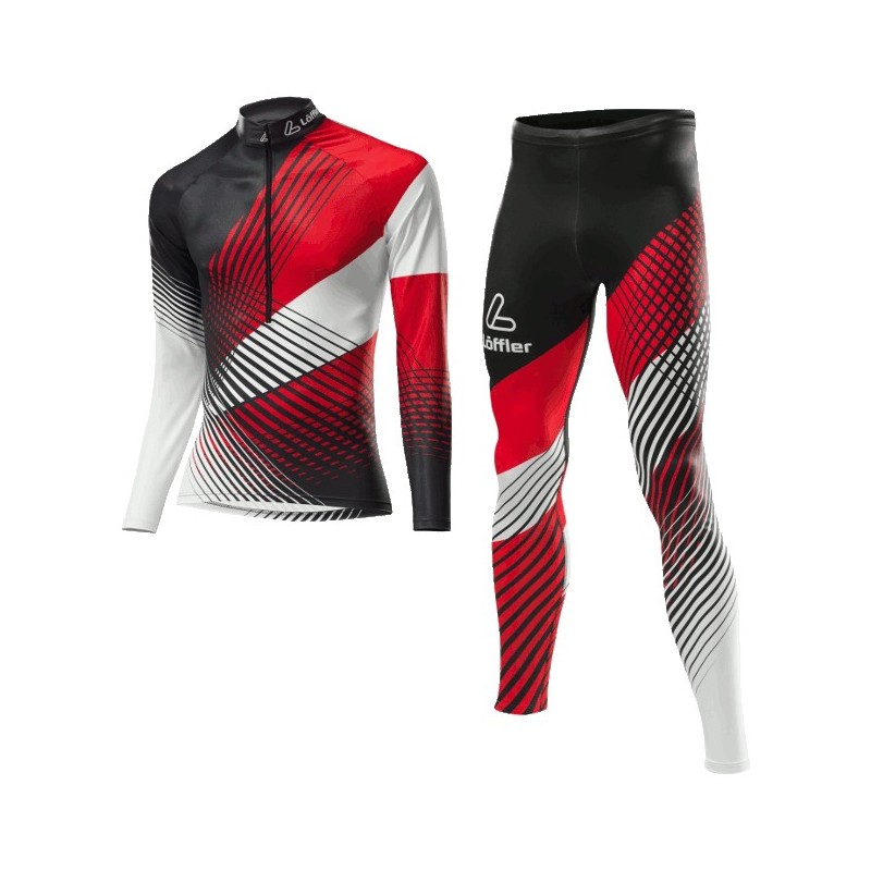 Löffler Langlauf ski suit WorldCup 2 zwart-rot-wit Löffler Langlauf ski suit WorldCup 2 zwart-rot-wit